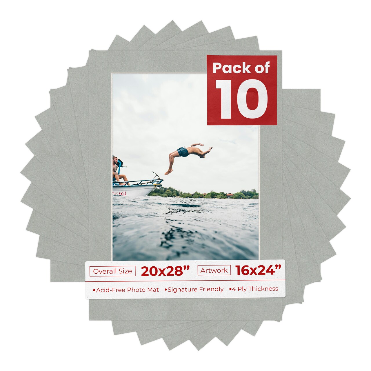 Light Grey Suede Mat Board for 20x28 Frames - Fits 16x24 Photos